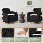 WestinTrends Alexandria Mid-Century Modern Faux Shearling Swivel Barrel Accent Chair (Set of 2)
