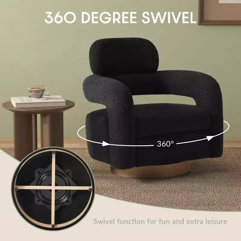 WestinTrends Alexandria Mid-Century Modern Faux Shearling Swivel Barrel Accent Chair (Set of 2)