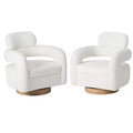 WestinTrends Alexandria Mid-Century Modern Faux Shearling Swivel Barrel Accent Chair (Set of 2)