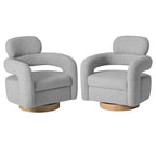WestinTrends Alexandria Mid-Century Modern Faux Shearling Swivel Barrel Accent Chair (Set of 2)
