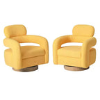 WestinTrends Alexandria Mid-Century Modern Faux Shearling Swivel Barrel Accent Chair (Set of 2)