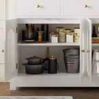 55 Inch Farmhouse Buffet Cabinet, Large Wood Narrow Kitchen Buffet Storage Cabinet for Dining Room Living Room Coffee Bar with Drawers and 4 Doors