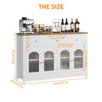 55 Inch Farmhouse Buffet Cabinet, Large Wood Narrow Kitchen Buffet Storage Cabinet for Dining Room Living Room Coffee Bar with Drawers and 4 Doors
