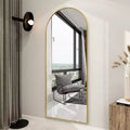 66x25 Full Length Mirror, Wall Mirrors Hanging or Leaning Arched-Top Full Body Mirror with Stand for Bedroom, Dressing Room, Gold