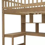 Whisen Wood Twin Size Loft Bed with Built-in Desk