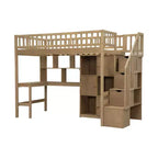 Whisen Wood Twin Size Loft Bed with Built-in Desk