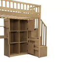 Whisen Wood Twin Size Loft Bed with Built-in Desk
