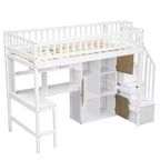 Whisen Wood Twin Size Loft Bed with Built-in Desk
