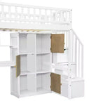 Whisen Wood Twin Size Loft Bed with Built-in Desk