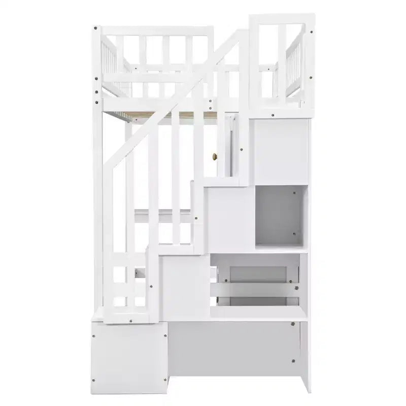 Whisen Wood Twin Size Loft Bed with Built-in Desk