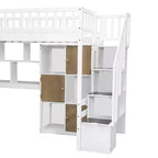 Whisen Wood Twin Size Loft Bed with Built-in Desk