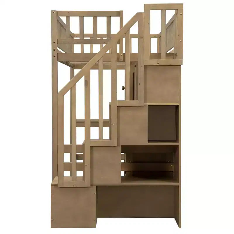 Whisen Wood Twin Size Loft Bed with Built-in Desk