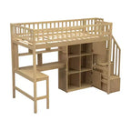 Whisen Wood Twin Size Loft Bed with Built-in Desk