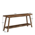 MAYEERTY 70.9 Inch Extra Long 2-Tier Console Table Rustic Farmhouse Style Trapezoid Heavy Duty Base