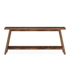 MAYEERTY 70.9 Inch Extra Long 2-Tier Console Table Rustic Farmhouse Style Trapezoid Heavy Duty Base