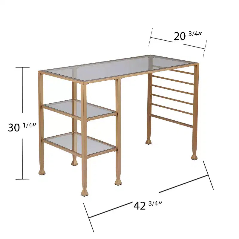 Jaymes Gold Metal/Glass Writing Desk - Gold - SEI