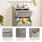3-Tier Wooden Kids Bookcase & Toy Organizer with Flip-Top Lid for Playroom, Bedroom & Nursery - Child-Friendly Storage