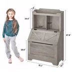 3-Tier Wooden Kids Bookcase & Toy Organizer with Flip-Top Lid for Playroom, Bedroom & Nursery - Child-Friendly Storage