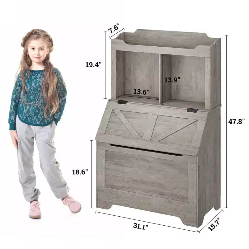 3-Tier Wooden Kids Bookcase & Toy Organizer with Flip-Top Lid for Playroom, Bedroom & Nursery - Child-Friendly Storage