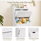 3-Tier Wooden Kids Bookcase & Toy Organizer with Flip-Top Lid for Playroom, Bedroom & Nursery - Child-Friendly Storage