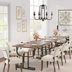 71 Inch Large Rectangular Dining Table for 4-6 People, Iron Wine Glass Legs, Elegant Contemporary Design, Dining Room Furniture for Apartments