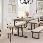 71 Inch Large Rectangular Dining Table for 4-6 People, Iron Wine Glass Legs, Elegant Contemporary Design, Dining Room Furniture for Apartments
