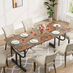 71 Inch Large Rectangular Dining Table for 4-6 People, Iron Wine Glass Legs, Elegant Contemporary Design, Dining Room Furniture for Apartments