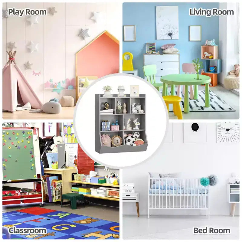 3-Tier Kids Bookcase & Toy Organizer - Storage Cabinet with Cubbies for Playroom, Bedroom, Nursery