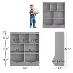 3-Tier Kids Bookcase & Toy Organizer - Storage Cabinet with Cubbies for Playroom, Bedroom, Nursery