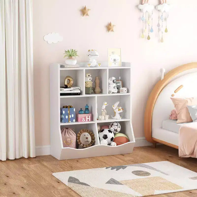 3-Tier Kids Bookcase & Toy Organizer - Storage Cabinet with Cubbies for Playroom, Bedroom, Nursery