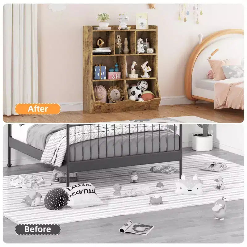 3-Tier Kids Bookcase & Toy Organizer - Storage Cabinet with Cubbies for Playroom, Bedroom, Nursery