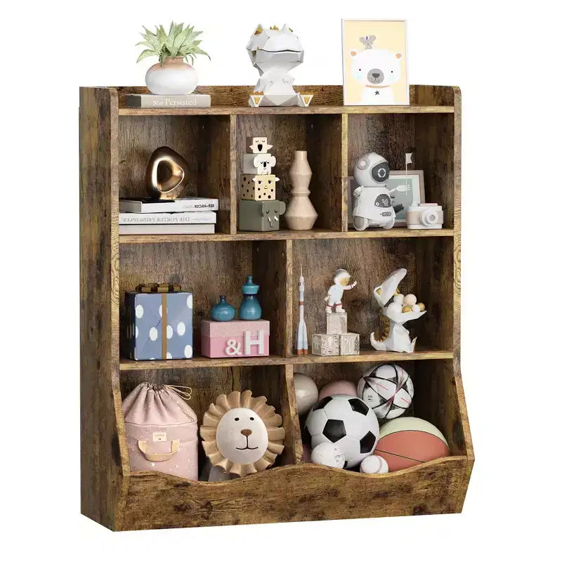 3-Tier Kids Bookcase & Toy Organizer - Storage Cabinet with Cubbies for Playroom, Bedroom, Nursery