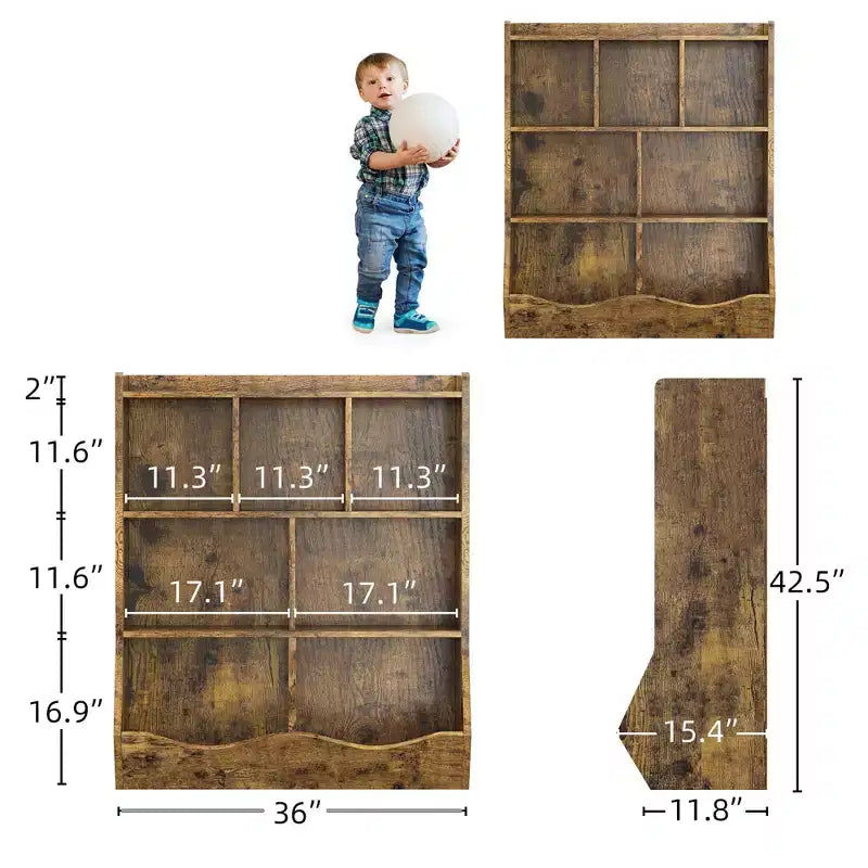 3-Tier Kids Bookcase & Toy Organizer - Storage Cabinet with Cubbies for Playroom, Bedroom, Nursery