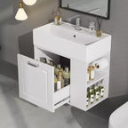 Bathroom Vanity 21.8-Inch with Sink, Wall-Mounted Floating Cabinet, Large Drawer, Adjustable Shelves, Toilet Paper Holder, Soft-Close System