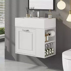 Bathroom Vanity 21.8-Inch with Sink, Wall-Mounted Floating Cabinet, Large Drawer, Adjustable Shelves, Toilet Paper Holder, Soft-Close System