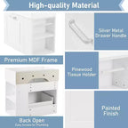 Bathroom Vanity 21.8-Inch with Sink, Wall-Mounted Floating Cabinet, Large Drawer, Adjustable Shelves, Toilet Paper Holder, Soft-Close System