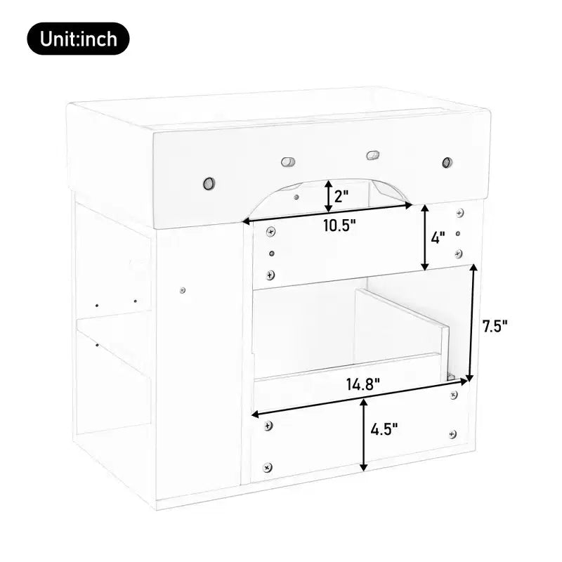Bathroom Vanity 21.8-Inch with Sink, Wall-Mounted Floating Cabinet, Large Drawer, Adjustable Shelves, Toilet Paper Holder, Soft-Close System