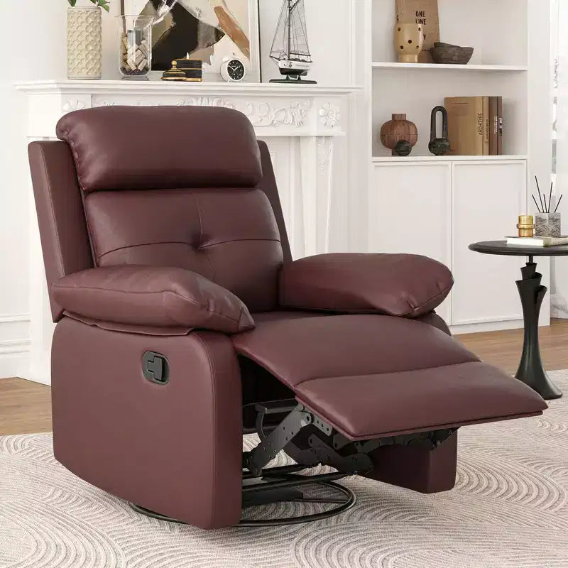 TUYOHW Small Swivel Rocker Recliner Chair,Upholstered Recliner for Adults with Adjustable Backrest,Armchair for Living Room,Bedroom,Apartment