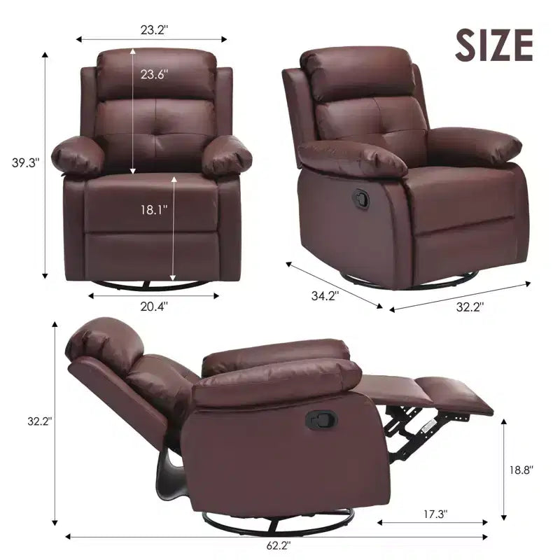 TUYOHW Small Swivel Rocker Recliner Chair,Upholstered Recliner for Adults with Adjustable Backrest,Armchair for Living Room,Bedroom,Apartment