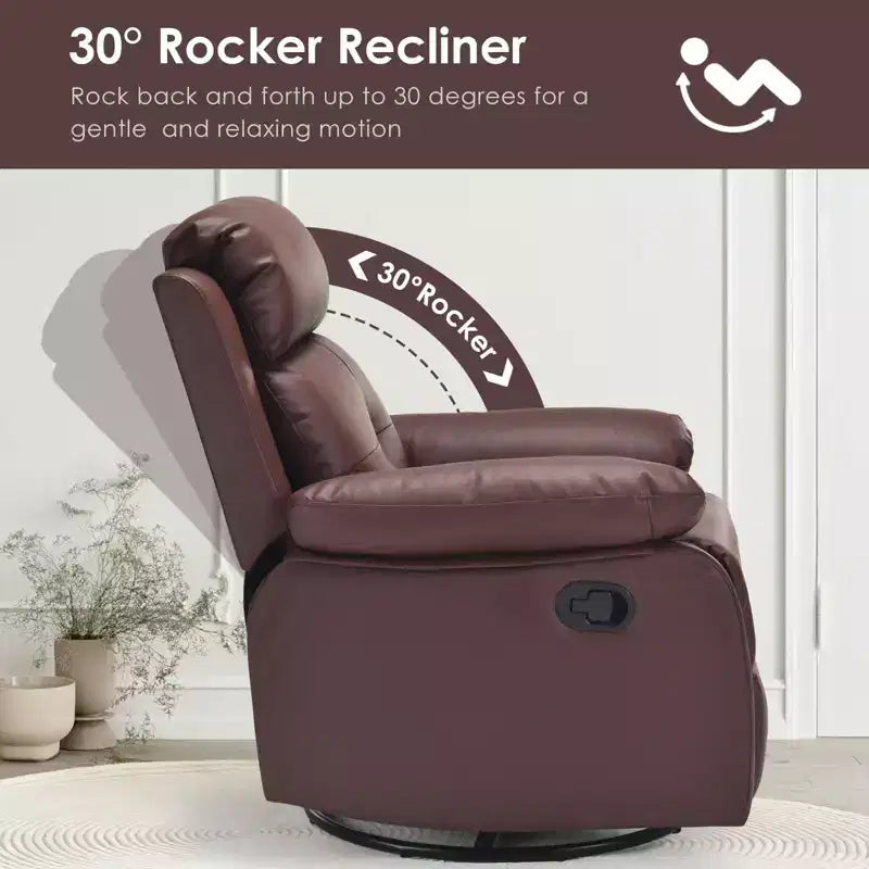 TUYOHW Small Swivel Rocker Recliner Chair,Upholstered Recliner for Adults with Adjustable Backrest,Armchair for Living Room,Bedroom,Apartment