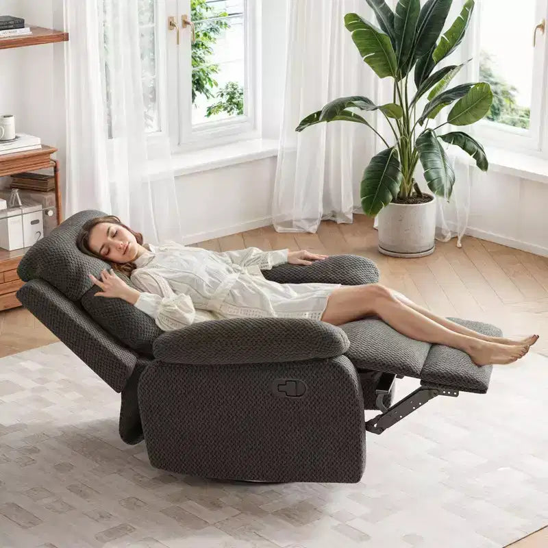 TUYOHW Small Swivel Rocker Recliner Chair,Upholstered Recliner for Adults with Adjustable Backrest,Armchair for Living Room,Bedroom,Apartment