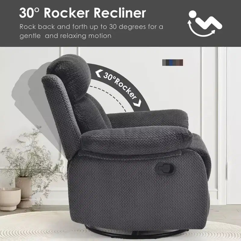 TUYOHW Small Swivel Rocker Recliner Chair,Upholstered Recliner for Adults with Adjustable Backrest,Armchair for Living Room,Bedroom,Apartment