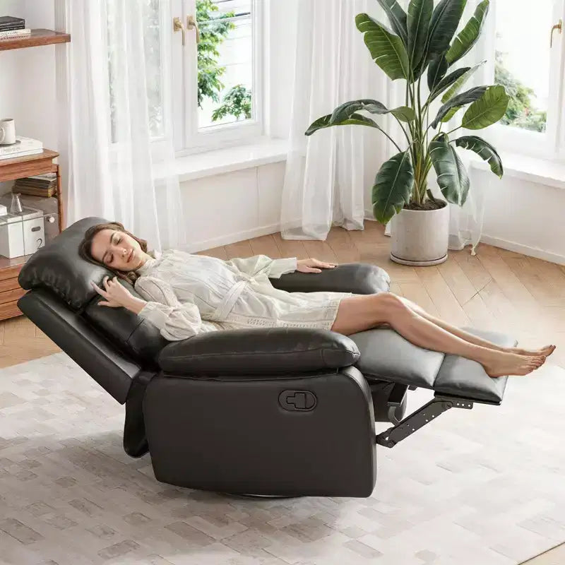 TUYOHW Small Swivel Rocker Recliner Chair,Upholstered Recliner for Adults with Adjustable Backrest,Armchair for Living Room,Bedroom,Apartment
