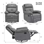 TUYOHW Small Swivel Rocker Recliner Chair,Upholstered Recliner for Adults with Adjustable Backrest,Armchair for Living Room,Bedroom,Apartment