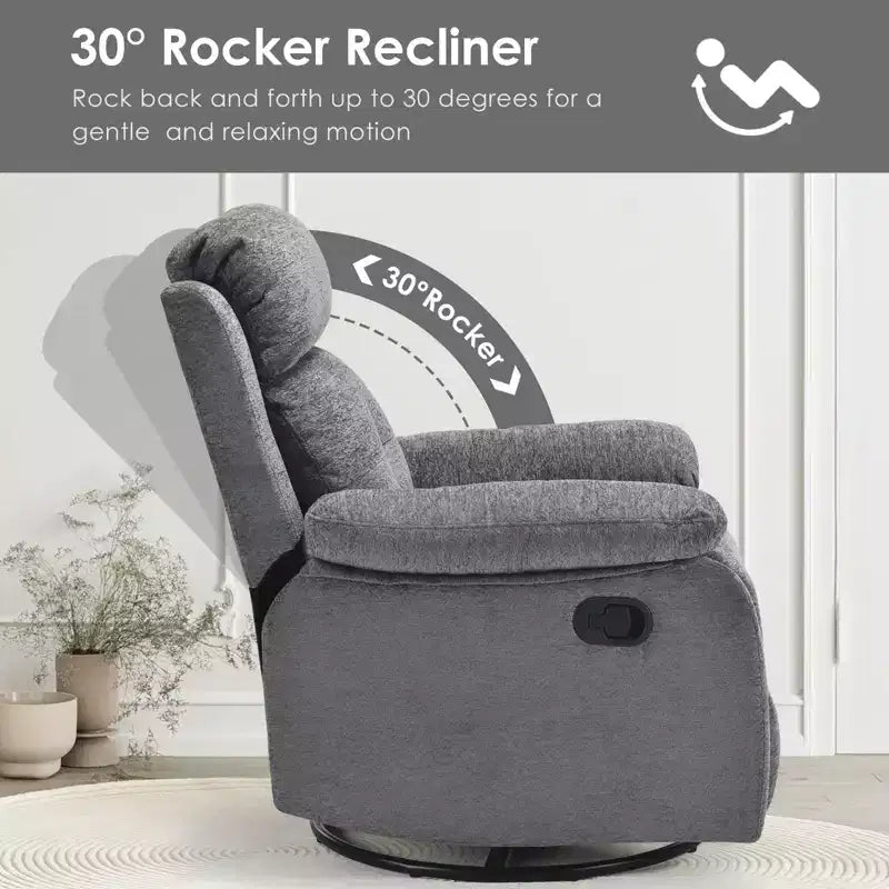 TUYOHW Small Swivel Rocker Recliner Chair,Upholstered Recliner for Adults with Adjustable Backrest,Armchair for Living Room,Bedroom,Apartment