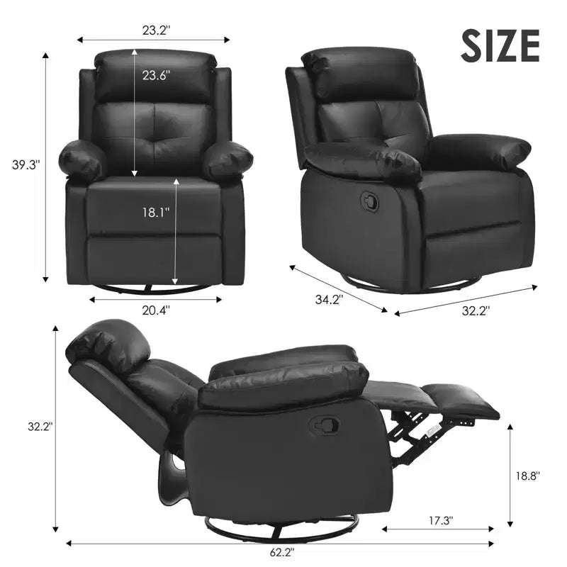 TUYOHW Small Swivel Rocker Recliner Chair,Upholstered Recliner for Adults with Adjustable Backrest,Armchair for Living Room,Bedroom,Apartment