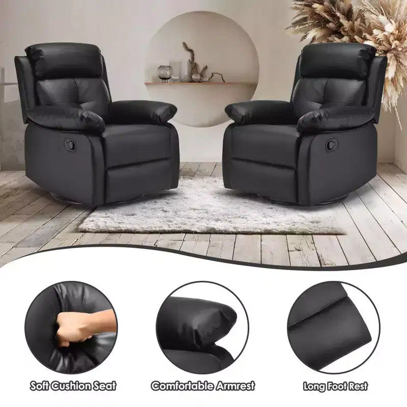 TUYOHW Small Swivel Rocker Recliner Chair,Upholstered Recliner for Adults with Adjustable Backrest,Armchair for Living Room,Bedroom,Apartment