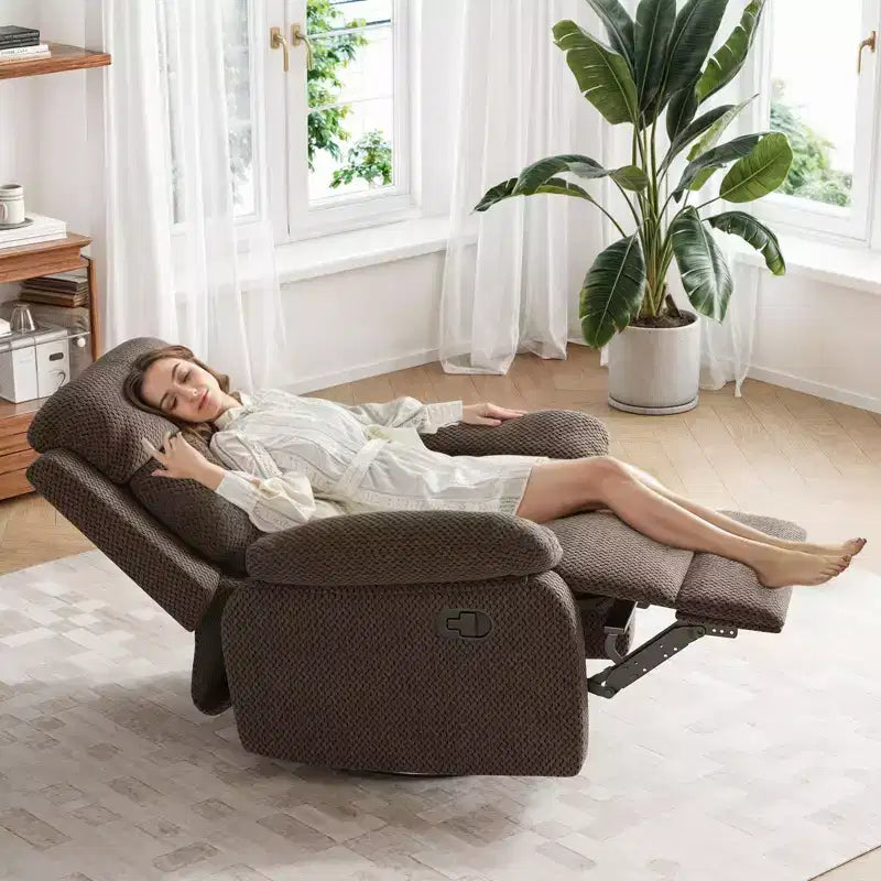 TUYOHW Small Swivel Rocker Recliner Chair,Upholstered Recliner for Adults with Adjustable Backrest,Armchair for Living Room,Bedroom,Apartment