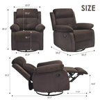 TUYOHW Small Swivel Rocker Recliner Chair,Upholstered Recliner for Adults with Adjustable Backrest,Armchair for Living Room,Bedroom,Apartment