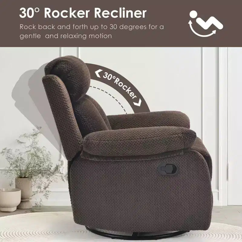 TUYOHW Small Swivel Rocker Recliner Chair,Upholstered Recliner for Adults with Adjustable Backrest,Armchair for Living Room,Bedroom,Apartment